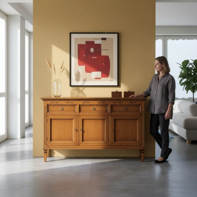 Design Classique Commode en Bois Buffet Marron Armoire de Rangement Nouveau