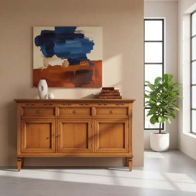 Design Classique Commode en Bois Buffet Marron Armoire de Rangement Nouveau