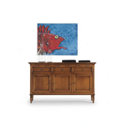 Design Classique Commode en Bois Buffet Marron Armoire de Rangement Nouveau