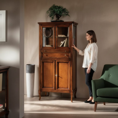 Garde-robe classique meuble brun Vitrine vitrine armoire vitrine neuve