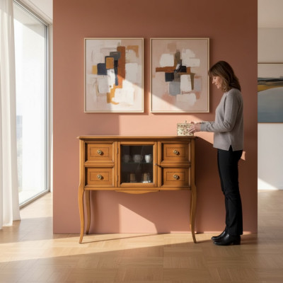 Style classique Commode Buffet de salon En bois Marron nouveau