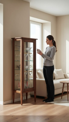 Vitrine classique Commode Vitrine Armoire Vitrine en verre Marron