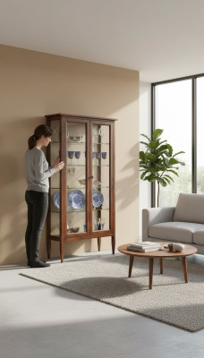 Vitrines en verre Armoire en verre Marron Salon Bois Buffet de luxe Italie