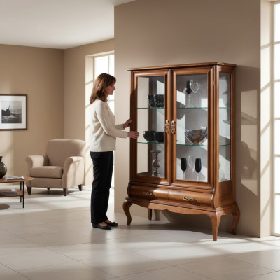 Vitrine en bois de luxe Buffet Design Marron Mobilier italien Nouvelle Armoire