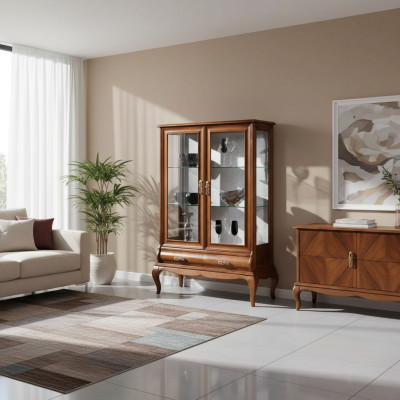 Vitrine en bois de luxe Buffet Design Marron Mobilier italien Nouvelle Armoire