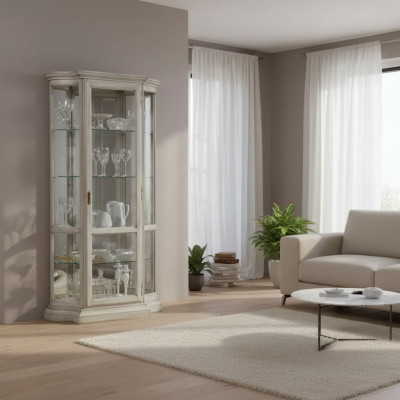 Salle de séjour Mobilier Bois Vitrines Armoires en verre Armoire en bois véritable Buffet en bois véritable Vitrine