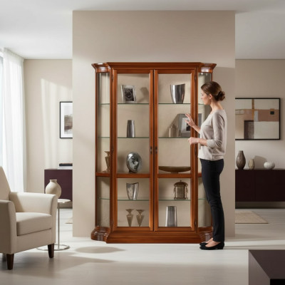 Vitrines Armoire en verre Vitrine Salon Bois Buffet Meuble de luxe neuf