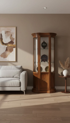 Armoire en bois marron Design Meuble Vitrine Buffet Vitrine Verre de luxe neuf
