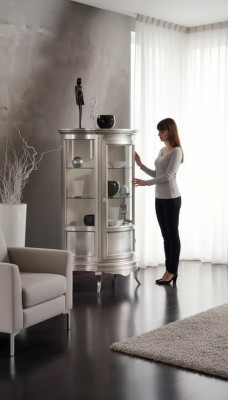 Mobilier de design en bois classique r Armoire vitrine Étagère Mobilier italien