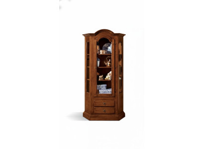 Vitrine de meubles en bois de luxe avec armoires en verre et étagères en bois pour le salon.