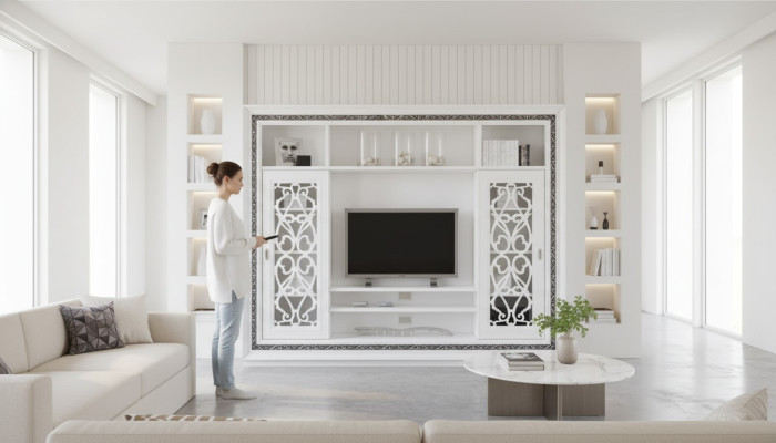 Unité murale Unité murale de luxe Armoire Mobilier moderne Salle de séjour Meuble TV Bois