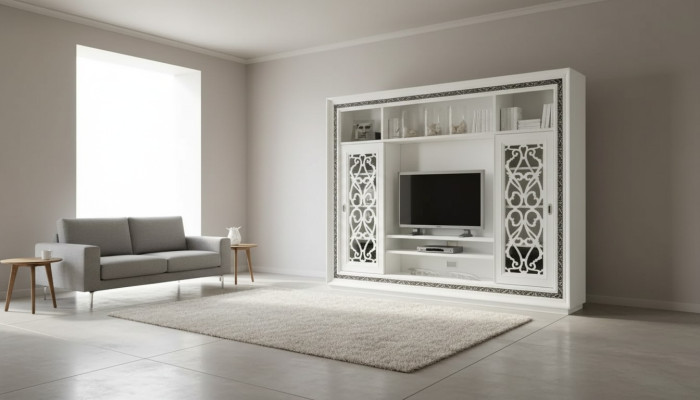 Unité murale Unité murale de luxe Armoire Mobilier moderne Salle de séjour Meuble TV Bois
