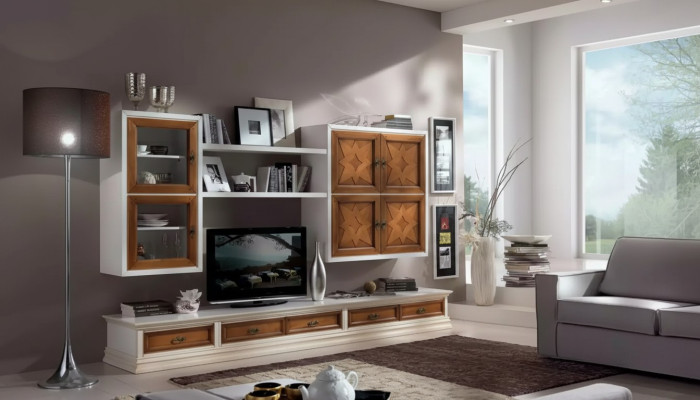 Meuble mural de design de meubles en bois italien pour salon