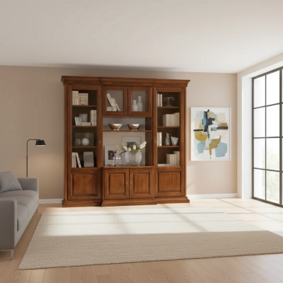 Armoire de télévision murale complémentaire Unité murale pour télévision Unité murale pour télévision en bois massif classique