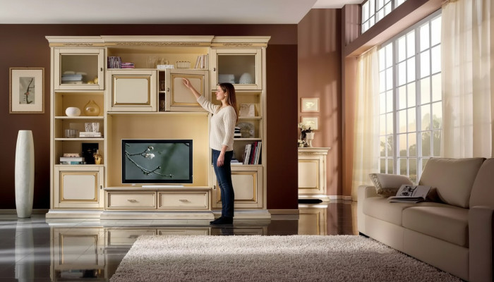 Mur classique Mur de vie Buffet de salon Meuble TV Étagère Murs Armoire nouvelle
