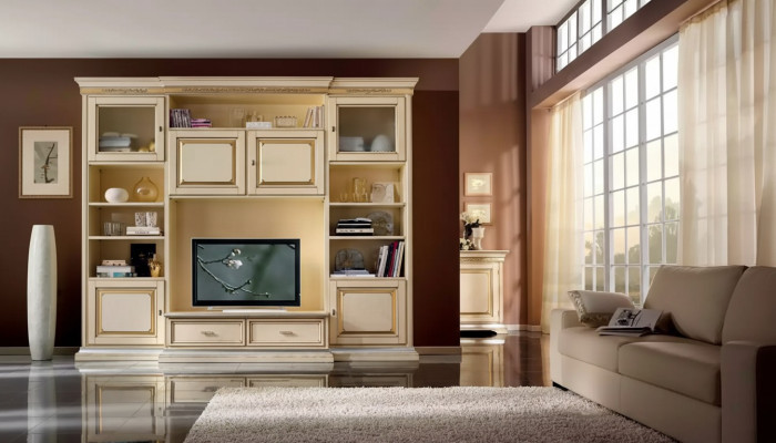 Mur classique Mur de vie Buffet de salon Meuble TV Étagère Murs Armoire nouvelle