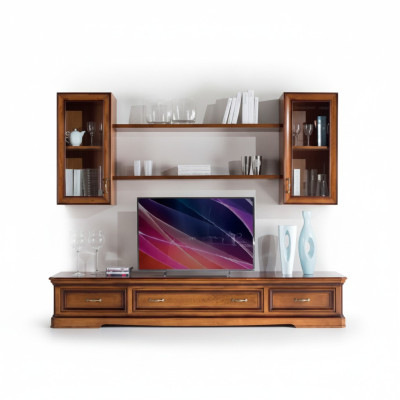 Unité murale classique Étagères murales Buffet Table TV Brun Console basse