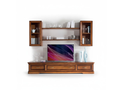 Unité murale classique Étagères murales Buffet Table TV Brun Console basse