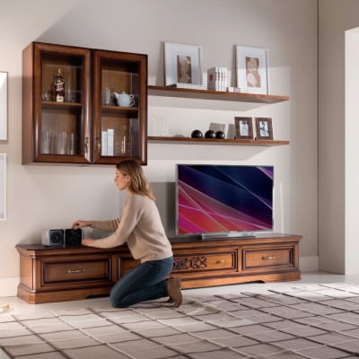 Salon Style Moderne Unités Murales Ensemble de 5 pièces Buffet Vitrines Étagère Nouveau