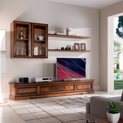 Salon Style Moderne Unités Murales Ensemble de 5 pièces Buffet Vitrines Étagère Nouveau