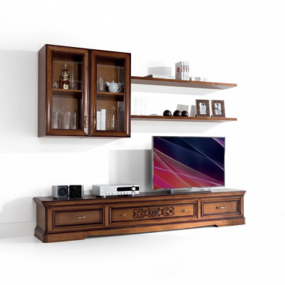 Salon Style Moderne Unités Murales Ensemble de 5 pièces Buffet Vitrines Étagère Nouveau