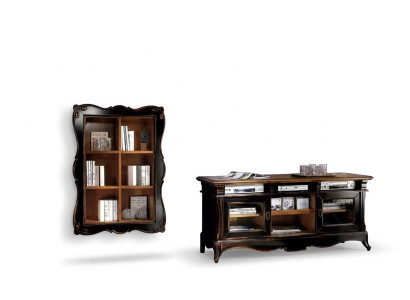 Meuble pour télévision avec étagères, unité murale pour salon, design classique en bois, nouveau mobilier.