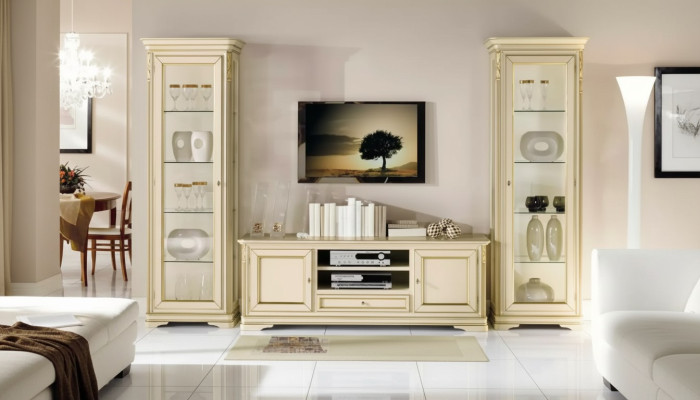 Italienisches Wohnzimmer Wandregal 2x Vitrine Schrank Designer Set 3-teilig