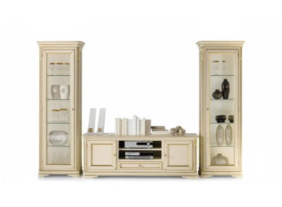 Italienisches Wohnzimmer Wandregal 2x Vitrine Schrank Designer Set 3-teilig