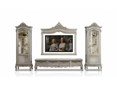 Groupe TV-cabinet Lowboard Meuble TV Gris Ensemble de salon 4 pièces Unité murale nouvelle