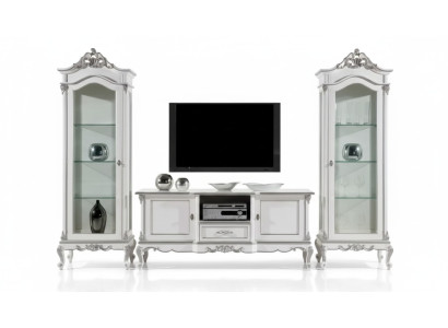 Salle de séjour Ensemble Étagère murale Meuble TV bas Ensemble mural 2x Vitrine Design 3 pièces nouveau