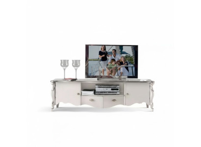 Meuble TV Armoire TV Buffet bas Blanc classique Bois Moderne Salon nouveau