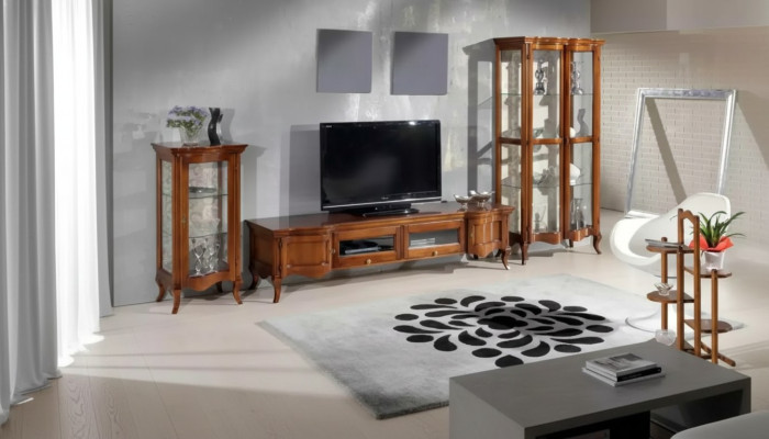 Meubles de style italien pour le salon 3 pièces. Ensemble classique 2x Vitrine marron