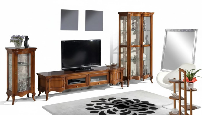 Meubles de style italien pour le salon 3 pièces. Ensemble classique 2x Vitrine marron