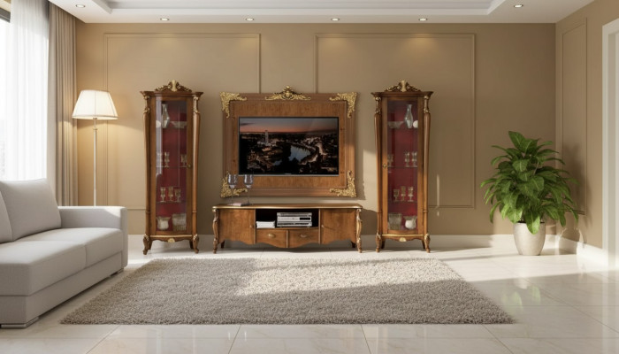 Ensemble de meubles muraux 4 pièces. Vitrine de salon Meuble TV Étagère Luxe Classique neuf