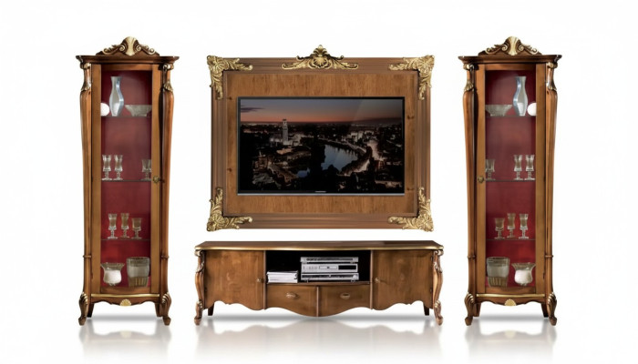 Ensemble de meubles muraux 4 pièces. Vitrine de salon Meuble TV Étagère Luxe Classique neuf