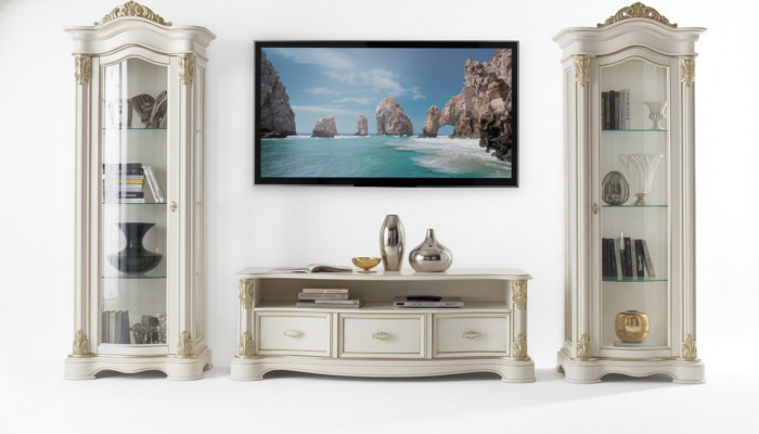 Salle de séjour Armoire TV Vitrine Buffet Commode Armoire Ensemble XXL 3 pièces.