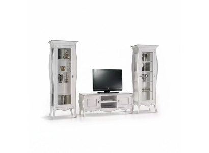 Unité murale pour téléviseur bas 2x Vitrine Étagère Salon de luxe Unité murale blanche