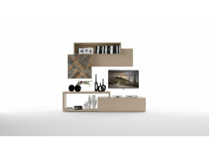Meuble TV bas TV Armoire Étagères murales Salon Bois Luxe Unité murale Mobilier