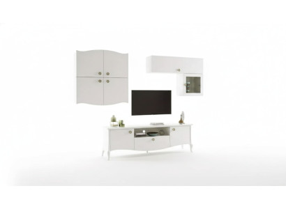Meuble TV de luxe Salon Meuble TV Lowboard Buffet Buffet Unité murale Blanc neuf