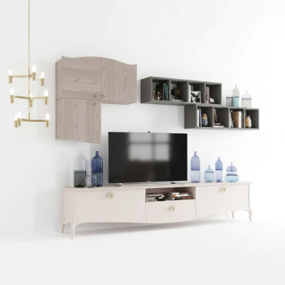 Unité murale Armoire TV Armoire murale Étagère Salon Bois Armoires Étagères murales