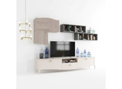 Unité murale Armoire TV Armoire murale Étagère Salon Bois Armoires Étagères murales