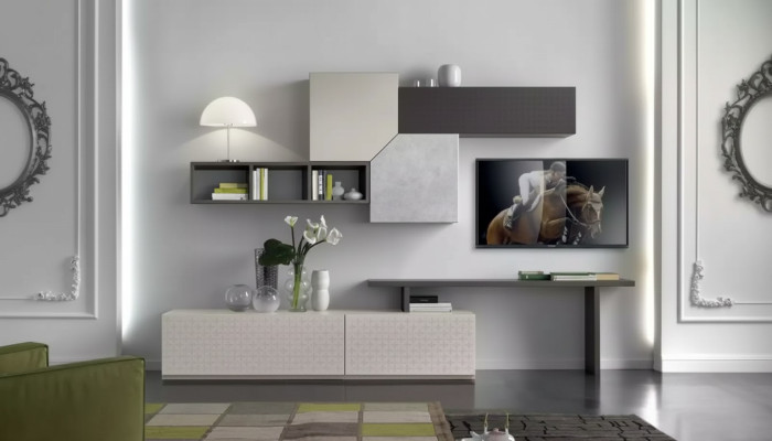 Placard TV Meuble italien Salon Luxueux Buffet Unité murale Bois
