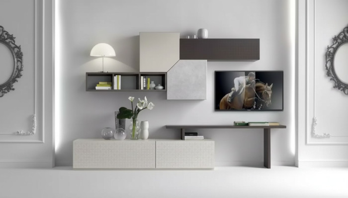 Placard TV Meuble italien Salon Luxueux Buffet Unité murale Bois