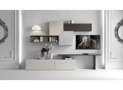 Placard TV Meuble italien Salon Luxueux Buffet Unité murale Bois