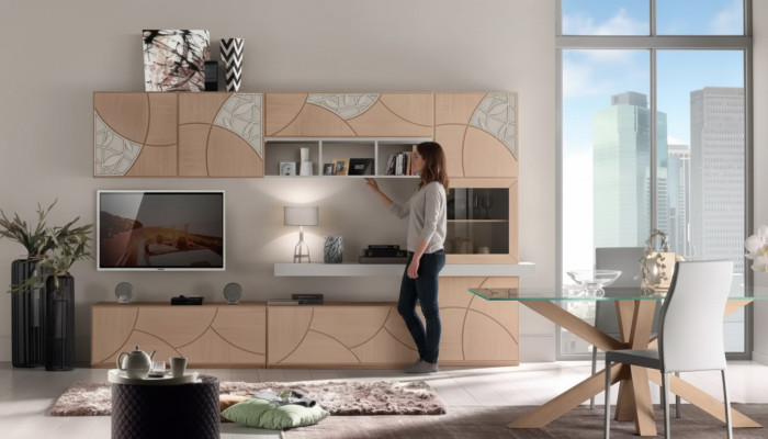 Classique Vivre Mur Salon Buffet télé Armoire Étagère Murs Armoire neuf