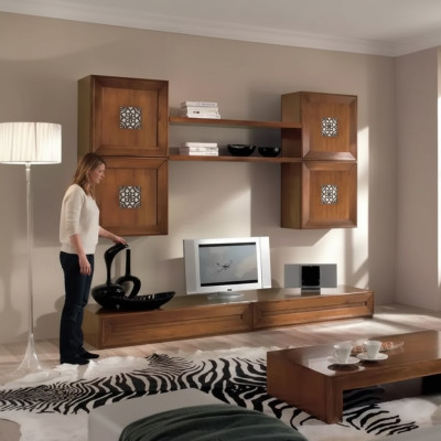 Ensemble de meubles de salon Designer Salon Marron Buffet mural neuf