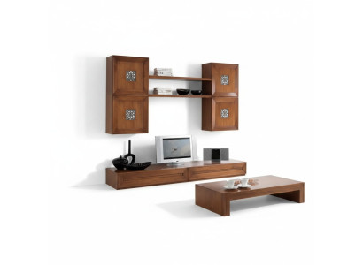 Ensemble de meubles de salon Designer Salon Marron Buffet mural neuf