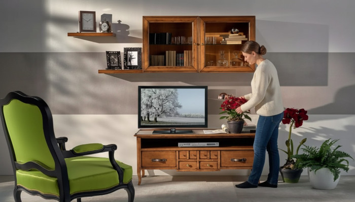 Groupe Meuble mural TV Armoire TV Basse Meuble TV Moderne Marron Ensemble de salon