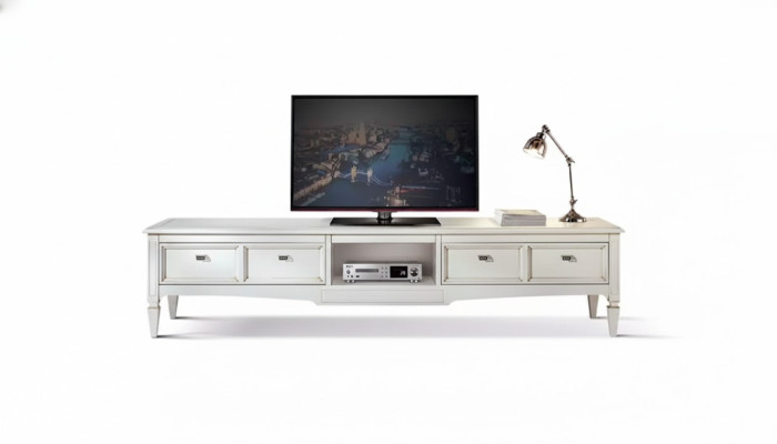 Salon Meuble TV-Meubles Télévision Buffet Style Blanc Luxe Bois