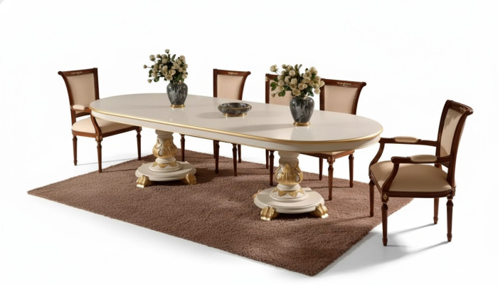 Table de salle à manger de luxe ovale Table à manger blanche Tables en bois Meubles italiens Art déco neufs